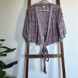 Japna Kimono Bell Sleeve Tie Front Top